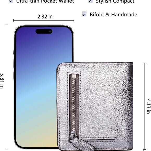 Small Leather Wallet Women's RFID Blocking Compact Bifold Card Holder Purse - Picture 5 of 7